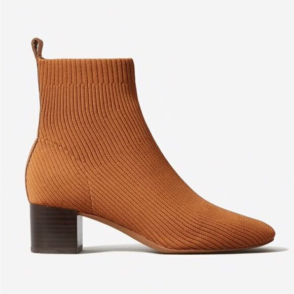 Everlane The Glove Boot Toffee Rib Knit Ankle Sock ReKnit Block Heel New - Picture 6 of 15